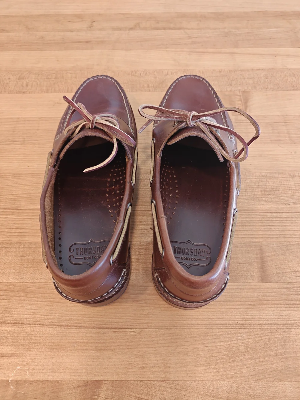 Thursday Boot Co. Men's Brown Leather Boat Shoes - Classic Moc Toe Deck Shoes